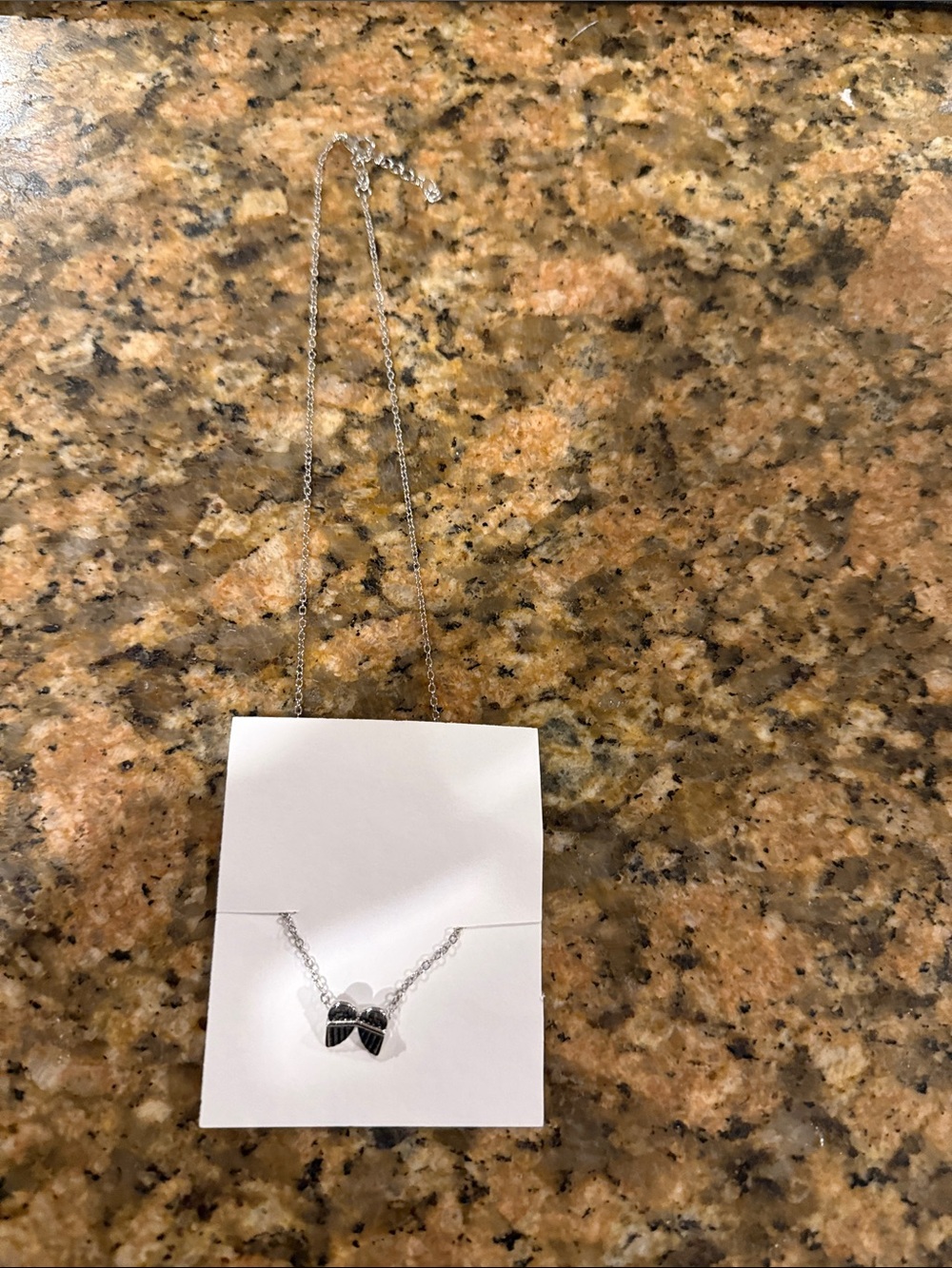 SHEIN Silver Necklace with Black Heart Accent